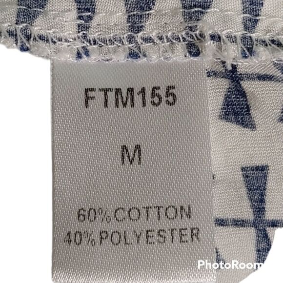 THML by Anthropologie blue white fence print short sleeves casual relaxed top - Picture 6 of 6